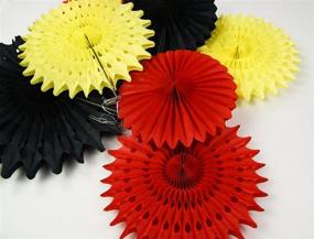 img 2 attached to 🎉 Mickey Mouse 1st Birthday Decorations Kit: 7pcs Yellow Red Black Tissue Paper Fans - Perfect for Minnie Mouse Birthday Party/Spain Decorations
