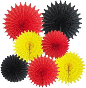 img 4 attached to 🎉 Mickey Mouse 1st Birthday Decorations Kit: 7pcs Yellow Red Black Tissue Paper Fans - Perfect for Minnie Mouse Birthday Party/Spain Decorations