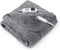 🔥 sted electric heated blanket throw - 10 heating settings, faux fur sherpa, 3 timing settings, lcd display, overheating protection, machine washable 50"x60" grey logo