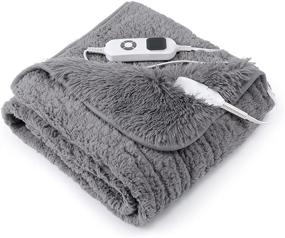 img 4 attached to 🔥 Sted Electric Heated Blanket Throw - 10 Heating Settings, Faux Fur Sherpa, 3 Timing Settings, LCD Display, Overheating Protection, Machine Washable 50"x60" Grey