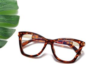 img 2 attached to 👓 Bevi Anti-Eyestrain Blue Light Blocking Reading Glasses - Lightweight, Large Square Frame with Spring Hinge for Women and Men