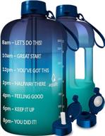 💧 aquafit 1 gallon water bottle with straw - stay hydrated with motivational one gallon water jug in navy blue logo