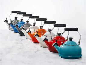 img 1 attached to 🍒 Le Creuset Черешневый чайник: Яркий эмалированная сталь 1.7 л с пищалкой.