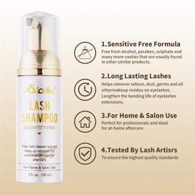 img 3 attached to Eyelash Extension Shampoo Foam Cleanser with Brush (50ml) - Gentle Eyelid Foaming Cleanser - Paraben & Sulfate Free - Effective Makeup & Mascara Remover for Professional Salon and Home Care