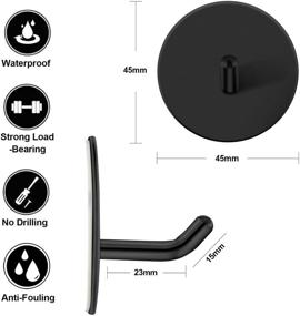 img 1 attached to 🔑 SouLips Adhesive Hooks: Strong, Self-Adhesive Black Wall Hangers for Keys, Coats, Towels - 4 Pack