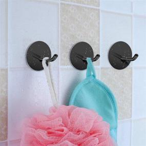 img 2 attached to 🔑 SouLips Adhesive Hooks: Strong, Self-Adhesive Black Wall Hangers for Keys, Coats, Towels - 4 Pack