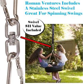 img 1 attached to 🌳 Enhance Outdoor Fun with the Roman Ventures Tree Swing Hanging Kit - 10ft Adjustable Straps, Carabiners, Swivel, and Tree Protectors for Swings, Hammocks & Tire Swings