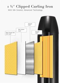 img 1 attached to Ланвьер 1,25-дюймовое зажимное плойка для завивки волос: экстра-длинный турмалиново-керамический бочонок, профессиональный вращатель для волос до 450°F. Двойное напряжение для путешествий, инструмент для стайлинга волос волнами для девочек и женщин – черный.