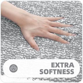 img 2 attached to 🛁 Grey and White Bathroom Rug Mat - Ultra Soft and Highly Absorbent Bath Rug for Shower, Tub, and Bath Room - Machine Washable/Dryable - Measures 16"x24