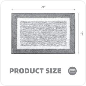 img 3 attached to 🛁 Grey and White Bathroom Rug Mat - Ultra Soft and Highly Absorbent Bath Rug for Shower, Tub, and Bath Room - Machine Washable/Dryable - Measures 16"x24