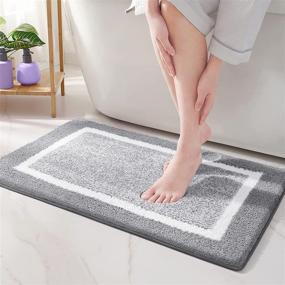 img 4 attached to 🛁 Grey and White Bathroom Rug Mat - Ultra Soft and Highly Absorbent Bath Rug for Shower, Tub, and Bath Room - Machine Washable/Dryable - Measures 16"x24