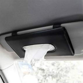 img 4 attached to 🚘 Joyindecor Visor Tissue Box Holder - Black PU Leather Car Tissues Case for Backseat/Sun Visor | Refill Paper Included