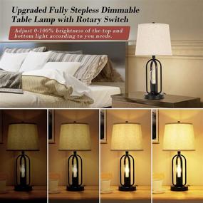 img 2 attached to VATONI Table Lamp Set of 2: Dimmable Industrial Lamps with USB Charging Port, Ideal for Living Room and Bedroom, Includes 4 Bulbs