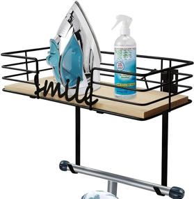img 4 attached to VRBFF Ironing Board Hanger: Wall Mount Shelf with Large Storage Wooden Basket and Removable Hooks, Suitable for All Types of Y-Leg Ironing Boards - Ideal Organizer for Iron and Ironing Board Storage, Decorative Display
