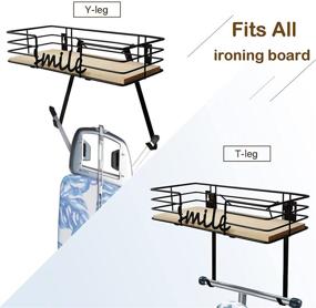 img 3 attached to VRBFF Ironing Board Hanger: Wall Mount Shelf with Large Storage Wooden Basket and Removable Hooks, Suitable for All Types of Y-Leg Ironing Boards - Ideal Organizer for Iron and Ironing Board Storage, Decorative Display
