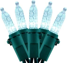 img 4 attached to 🎄 UL Certified Cool White Faceted LED Christmas Lights: 200 Count, 2 Strands - 33 Feet, Commercial Grade Green Wire Holiday String Light Set