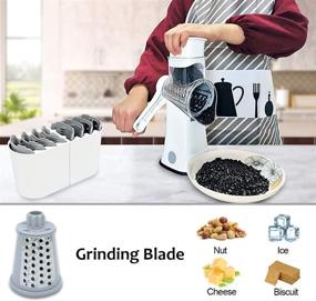 img 1 attached to 🧀 Kitchen Rotary Cheese Grater, 5-in-1 Shredder and Mandoline Vegetable Slicer with Easy Cleaning – Ideal for Fruits, Nuts, Biscuits, and Vegetables