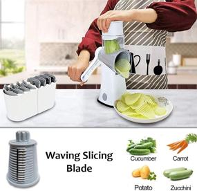 img 3 attached to 🧀 Kitchen Rotary Cheese Grater, 5-in-1 Shredder and Mandoline Vegetable Slicer with Easy Cleaning – Ideal for Fruits, Nuts, Biscuits, and Vegetables