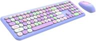 full-sized wireless keyboard and mouse combo with typewriter flexible keys and auto sleep - 2.4ghz compatible with windows 7/8/10, cute design ks66-2 logo