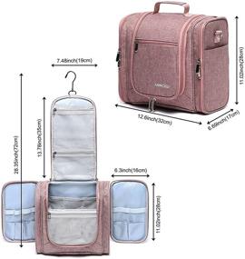 img 2 attached to 🌸 ANNCED Large Capacity Hanging Travel Toiletry Bag with Shoulder Strap - Waterproof Organizer Kit for Toiletries, Cosmetics, and More - Dusty Pink