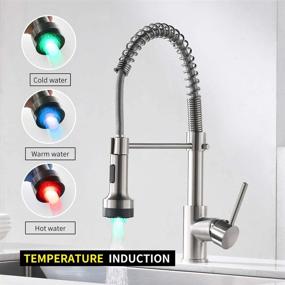 img 2 attached to 🚰 AIMADI Modern Kitchen Faucet with LED Light & Pull Down Sprayer: Stainless Steel Single Handle Faucet for Sink - Brushed Nickel Finish