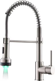 img 4 attached to 🚰 AIMADI Modern Kitchen Faucet with LED Light & Pull Down Sprayer: Stainless Steel Single Handle Faucet for Sink - Brushed Nickel Finish