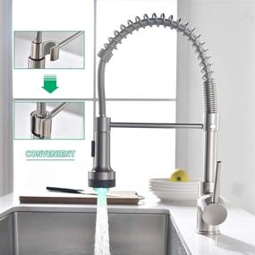 img 3 attached to 🚰 AIMADI Modern Kitchen Faucet with LED Light & Pull Down Sprayer: Stainless Steel Single Handle Faucet for Sink - Brushed Nickel Finish