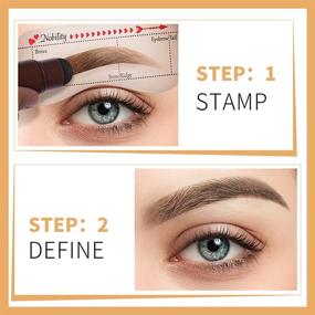 img 2 attached to 🏼 KIMUSE Eyebrow Stamp and Stencil Kit - One Step Brow Stamp with 10 Stencils & Shaping Tools - Blonde Waterproof Long-lasting Eyebrow Powder