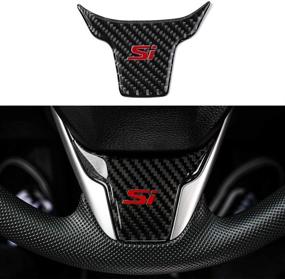 img 4 attached to Thenice For 10Th Gen Civic Real Carbon Fiber Steering Wheel Cover Trims Interior Wheel Sticker For Honda Civic Sedan Hatchback Coupe Type R 2021 2020 2019 2018 2017 2016 (With Si)