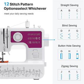 img 2 attached to 🧵 Beginner and Kids' Mini Sewing Machine, Portable Household Small Sewing Machines with Foot Pedal, 12 Built-in Stitches, Easy 2-Speed Sewing - Purple/White