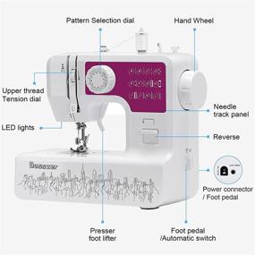 img 3 attached to 🧵 Beginner and Kids' Mini Sewing Machine, Portable Household Small Sewing Machines with Foot Pedal, 12 Built-in Stitches, Easy 2-Speed Sewing - Purple/White