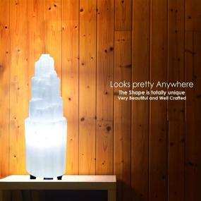 img 3 attached to Himalayan Glow 1050 Natural Selenite Hand Carved Crystal Lamp with Dimmer Switch, ETL Certified, 7-9 inch, White