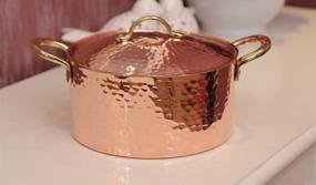 img 2 attached to 🍲 DEMMEX 3 Quart Hammered Copper Soup Pot Stew Pan Casserole Dish - High-Quality 1.2MM Thick