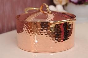 img 1 attached to 🍲 DEMMEX 3 Quart Hammered Copper Soup Pot Stew Pan Casserole Dish - High-Quality 1.2MM Thick