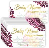 🎉 gender reveal & baby shower party invitation kit - pack of 100 gold foil letterpress name suggestion cards in 3.5" x 2" size logo