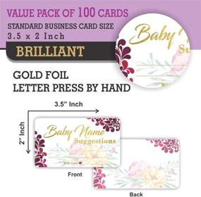 img 3 attached to 🎉 Gender Reveal & Baby Shower Party Invitation Kit - Pack of 100 Gold Foil Letterpress Name Suggestion Cards in 3.5" x 2" Size