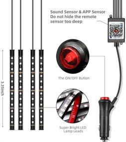 img 2 attached to 🚗 Светодиодная полоса для автомобиля Caferria - управление через приложение, водонепроницаемая, многоцветное подсветка автомобиля с фунцией звуковой активации для смартфона, автомобильного зарядного устройства 12 В — улучшите ваш опыт подсветки интерьера автомобиля!