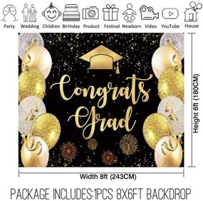 img 3 attached to 🎉 Allenjoy 8x6ft Congrats Graduation Backdrop Black Gold Balloon Fireworks Ribbon Glitter Banner Class of 2020 Prom Party Decoration Photography Studio Props