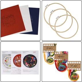 img 3 attached to 🧵 FINGOOO 3 Pack Embroidery Starter Kit with Pattern: Perfect DIY for Adult Beginners with 3 Bamboo Embroidery Hoops