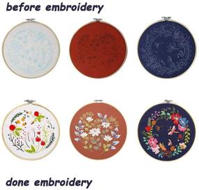 img 2 attached to 🧵 FINGOOO 3 Pack Embroidery Starter Kit with Pattern: Perfect DIY for Adult Beginners with 3 Bamboo Embroidery Hoops