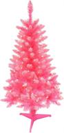 puleo international 4ft pre-lit pink pine artificial christmas tree - 150 clear lights, ul listed логотип