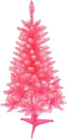 img 4 attached to Puleo International 4ft Pre-Lit Pink Pine Artificial Christmas Tree - 150 Clear Lights, UL Listed