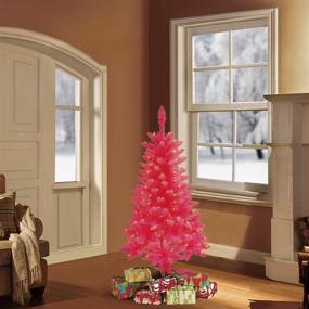 img 2 attached to Puleo International 4ft Pre-Lit Pink Pine Artificial Christmas Tree - 150 Clear Lights, UL Listed