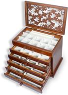 📦 kendal large wooden jewelry box with 6 layers and 5 drawers - dark brown color логотип