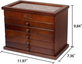 img 2 attached to 📦 Kendal Large Wooden Jewelry Box with 6 Layers and 5 Drawers - Dark Brown Color