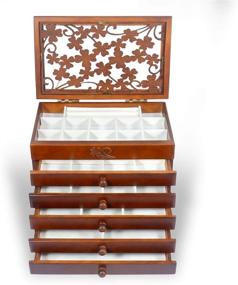 img 3 attached to 📦 Kendal Large Wooden Jewelry Box with 6 Layers and 5 Drawers - Dark Brown Color