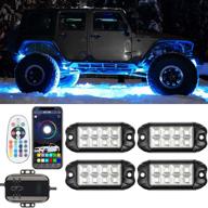 🌈 sunpie rgbw led rock lights for trucks: music mode, 20 colors changing modes with app & remote control - neon led light kit for j eep off road truck car atv suv (5 pin green connectors) logo