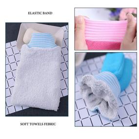 img 3 attached to 🧤 LissomPlume 2-Pack Unisex Exfoliating Bath Mitts for Body – Hammam Shower Gloves with Hand Scrub Towel in Rose Red & Blue Shades