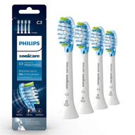 🦷 philips sonicare genuine c3 premium plaque control toothbrush heads, 4 brush heads - improved white hx9044/65 logo