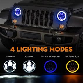 img 2 attached to DOT Approved LED Halo Headlights for Jeep Wrangler JK TJ LJ 1997-2018, 7 Inch, CREE LED Chip, with DRL Amber Turn Signal Light and Blue Halo Ring Angel Eyes (2PCS)